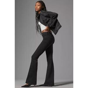 NWT! Good‎ American Pull-On High-Rise Flare Jeans BLACK SMALL
